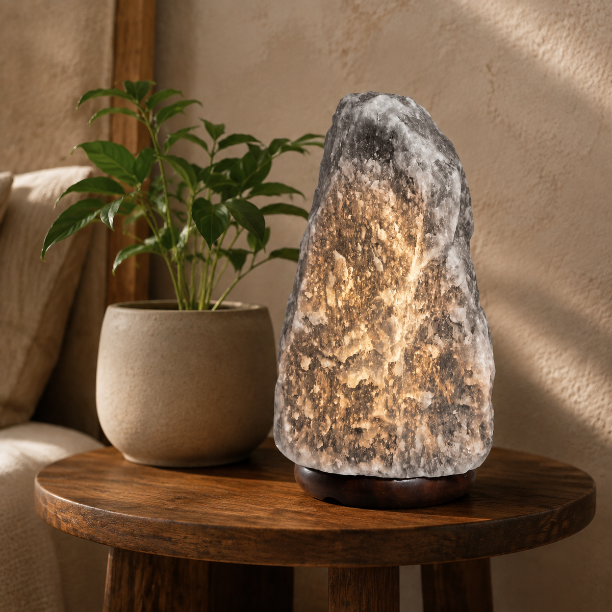 Natuurlijke Himalaya Zoutlamp Grijs – 1,5–2 kg