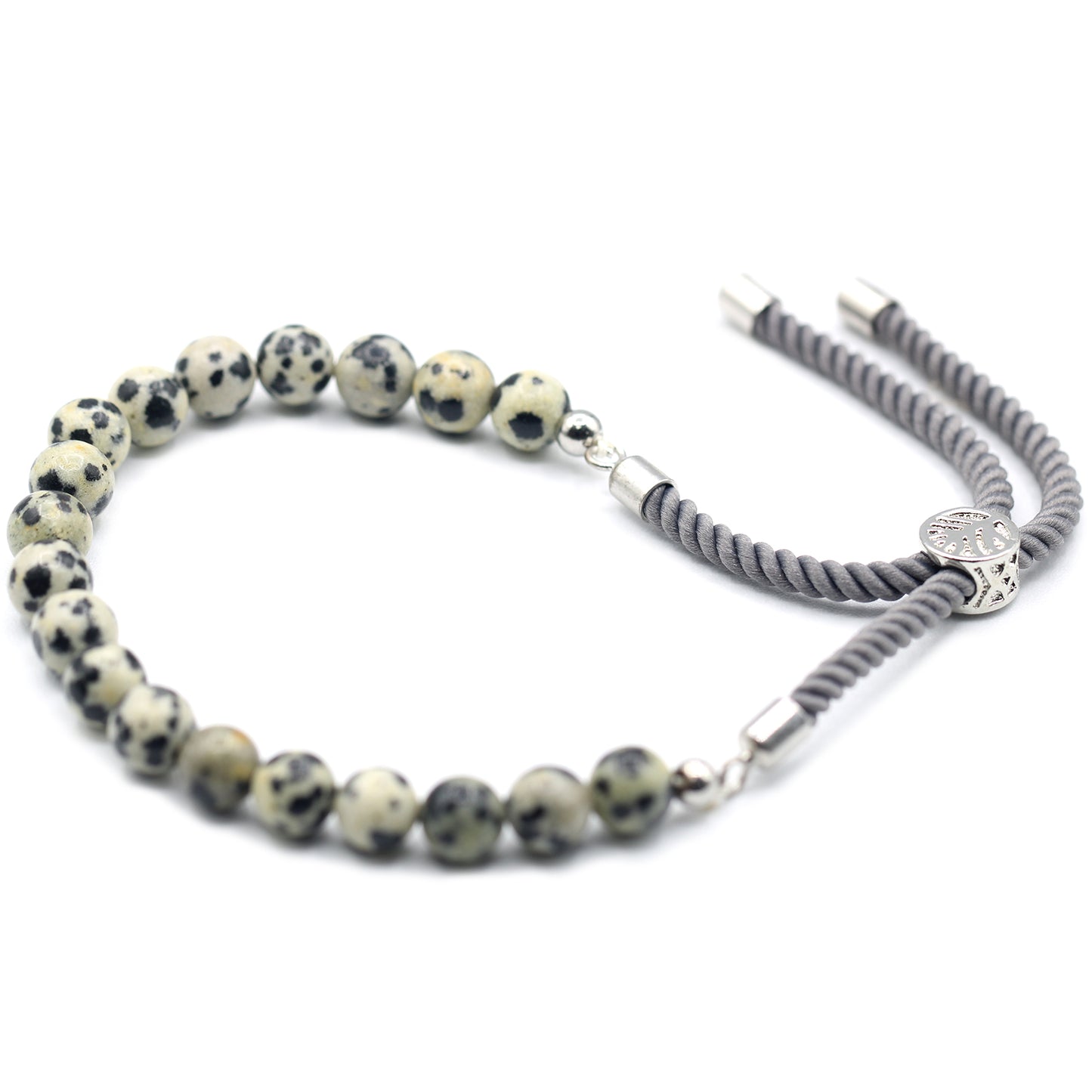 925 verzilverde Edelsteen armband - Dalmation Jaspis - Kracht & Bescherming