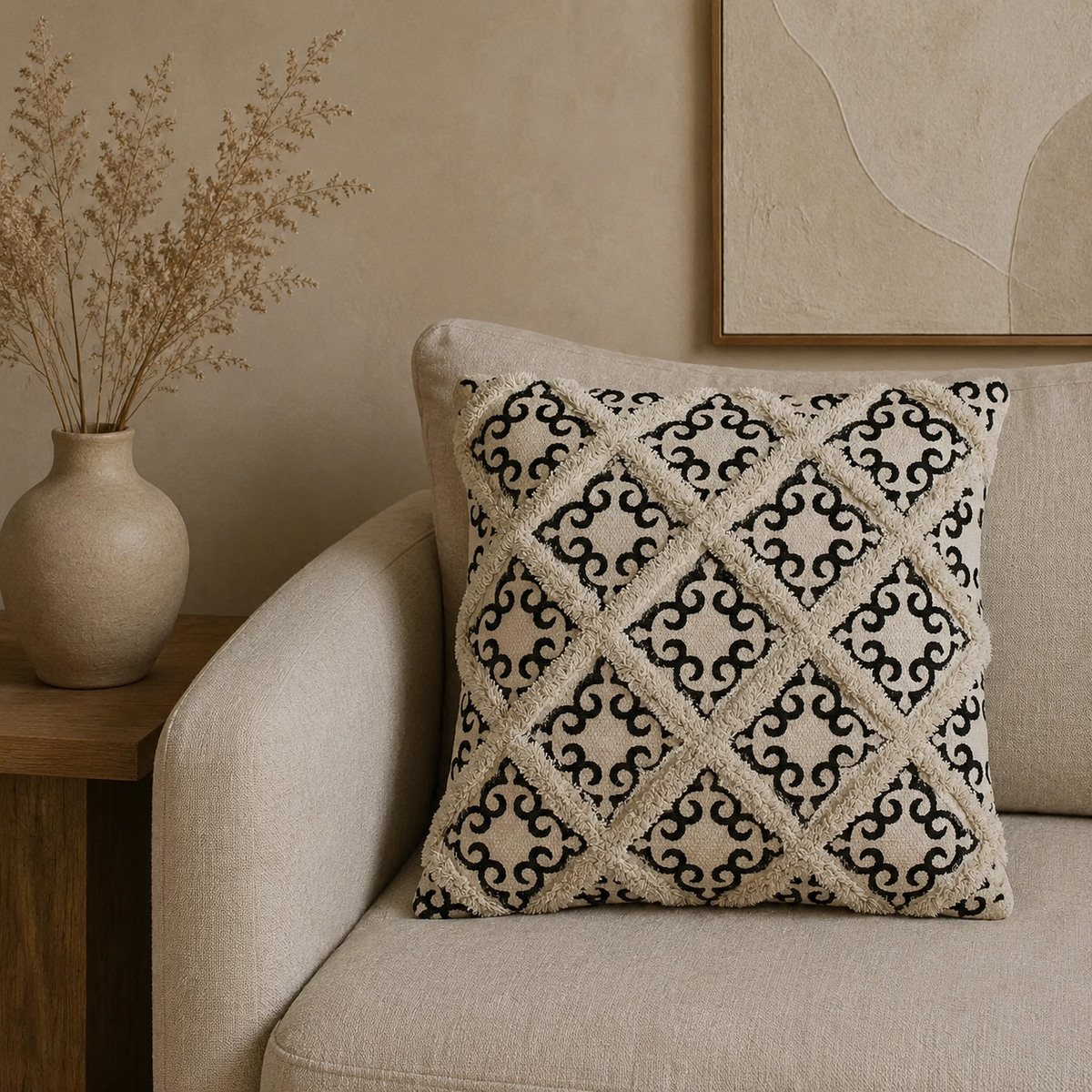 Katoenen Kussenhoes Lux Criss-Cross – 45 × 45 cm