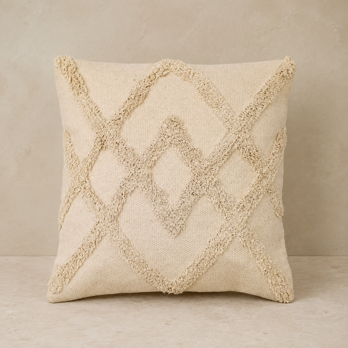 Katoenen Kussenhoes Cream Lux Criss-Cross – 45 × 45 cm