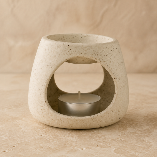 Keramische Zen Oliebrander – Pebble Gebroken Wit