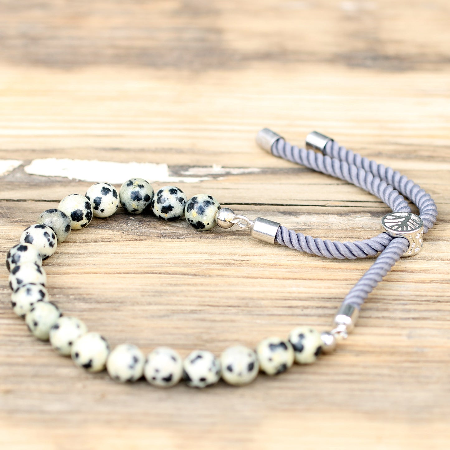 925 verzilverde Edelsteen armband - Dalmation Jaspis - Kracht & Bescherming