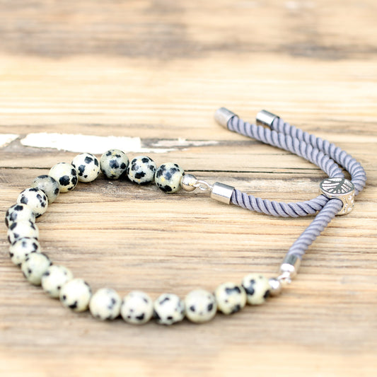 925 verzilverde Edelsteen armband - Dalmation Jaspis - Kracht & Bescherming