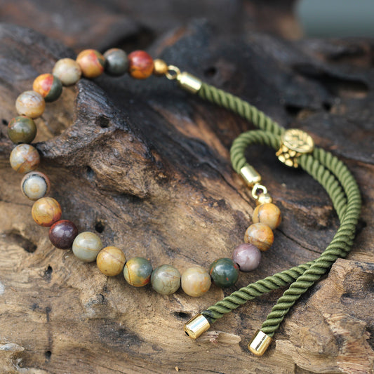 18K Goud Vergulde Edelsteen Armband – Picasso Jaspis - Elegantie & Innerlijke Kracht